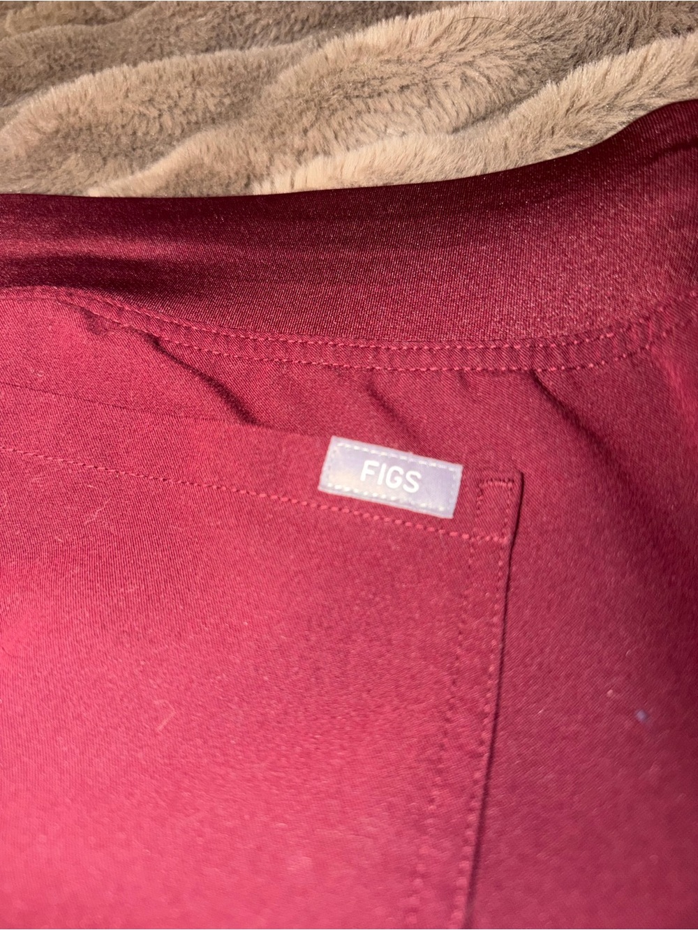 Figs Maroon Straight-Leg Drawstring Pants - Picture 3 of 4